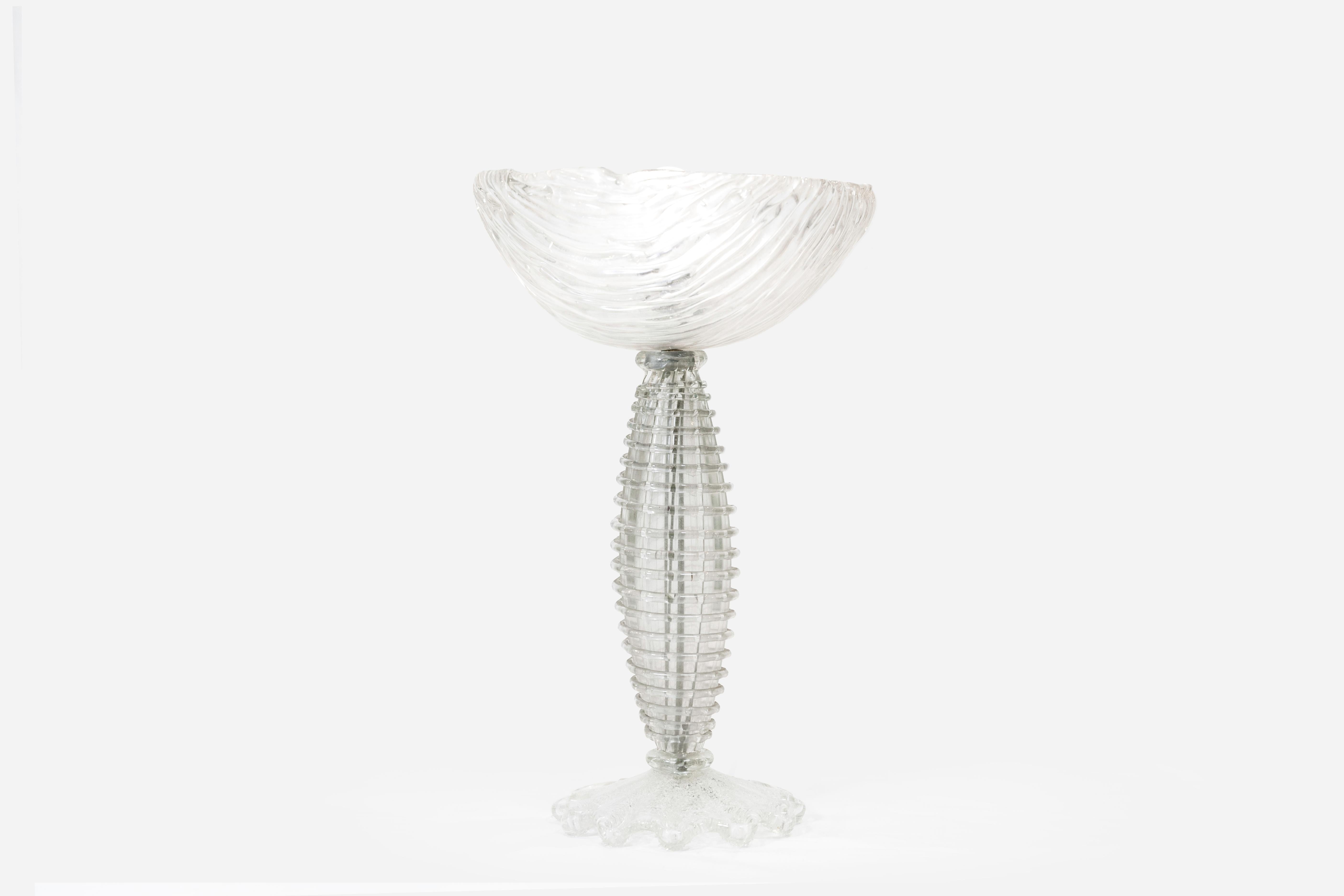 Venini & Co Lámpara de mesa de cristal de Murano iridiscente 1930 circa Blanco transparente en Bueno estado para la venta en Milano, IT