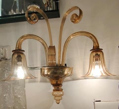 VENINI - Coppia di apliques a 2 luci in vetro di murano - ITALIA 1930.