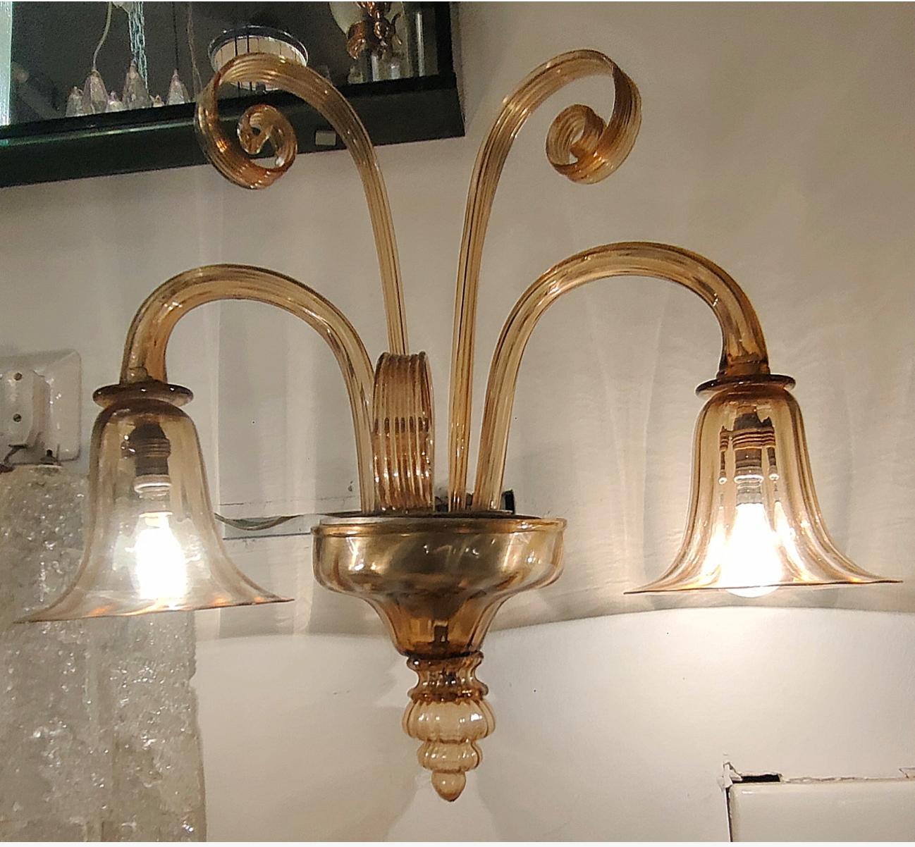 VENINI - Coppia di apliques a 2 luci in vetro di murano - ITALIA 1930. Otro en venta