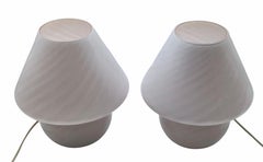 Venini Coppia di Lampade da Tavolo a Fungo in Vetro di Murano, Italia 1970s