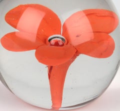 Venini Coral Flower Glass Paperweight Attributed to Fulvio Bianconi