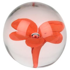 Venini Coral Flower Glass Paperweight Attributed to Fulvio Bianconi