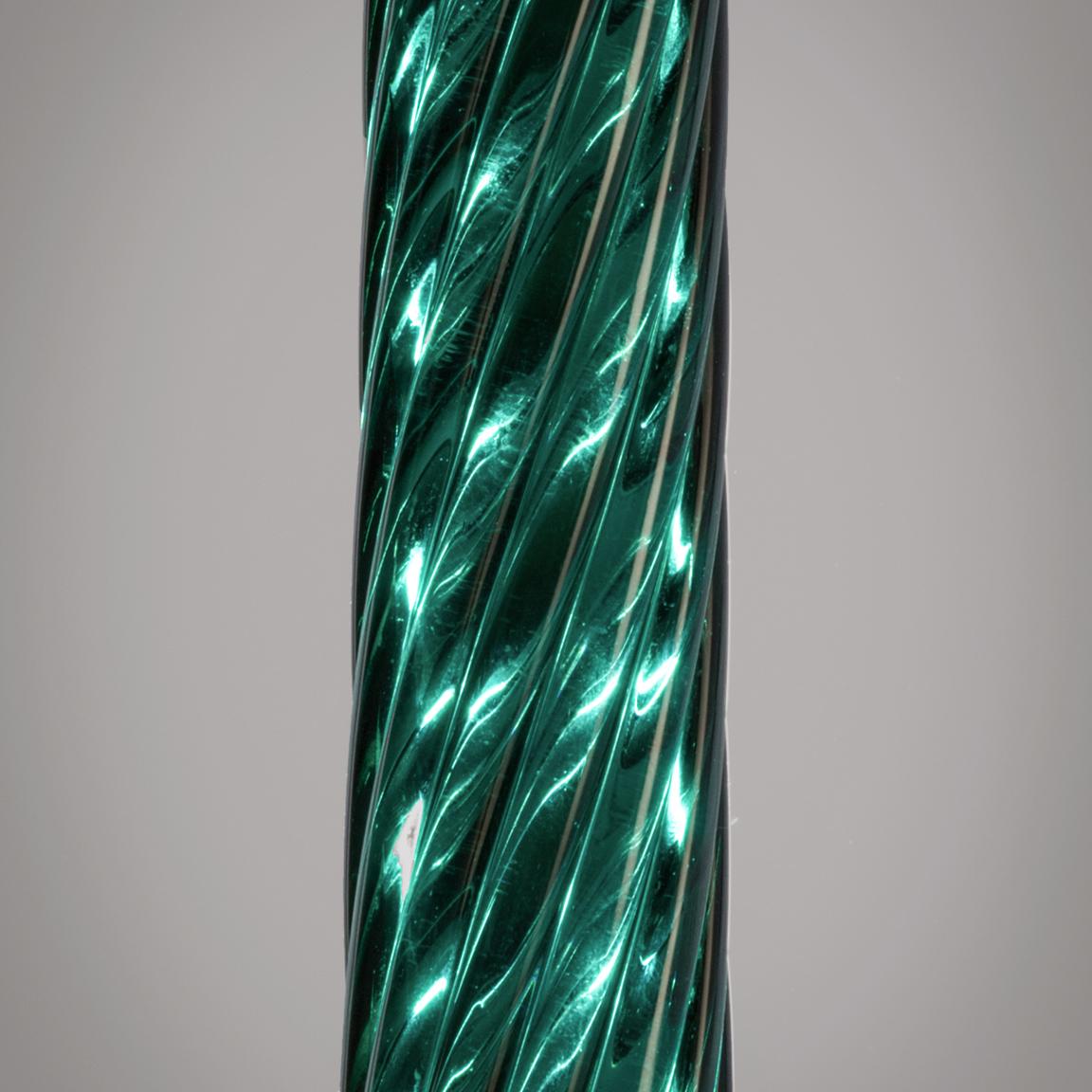 Italian Venini Costelature Floor Lamp in Green Murano Glass