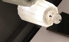 Venini Couple Chandeliers Murano Glass Iron Brass, 1940, Italy