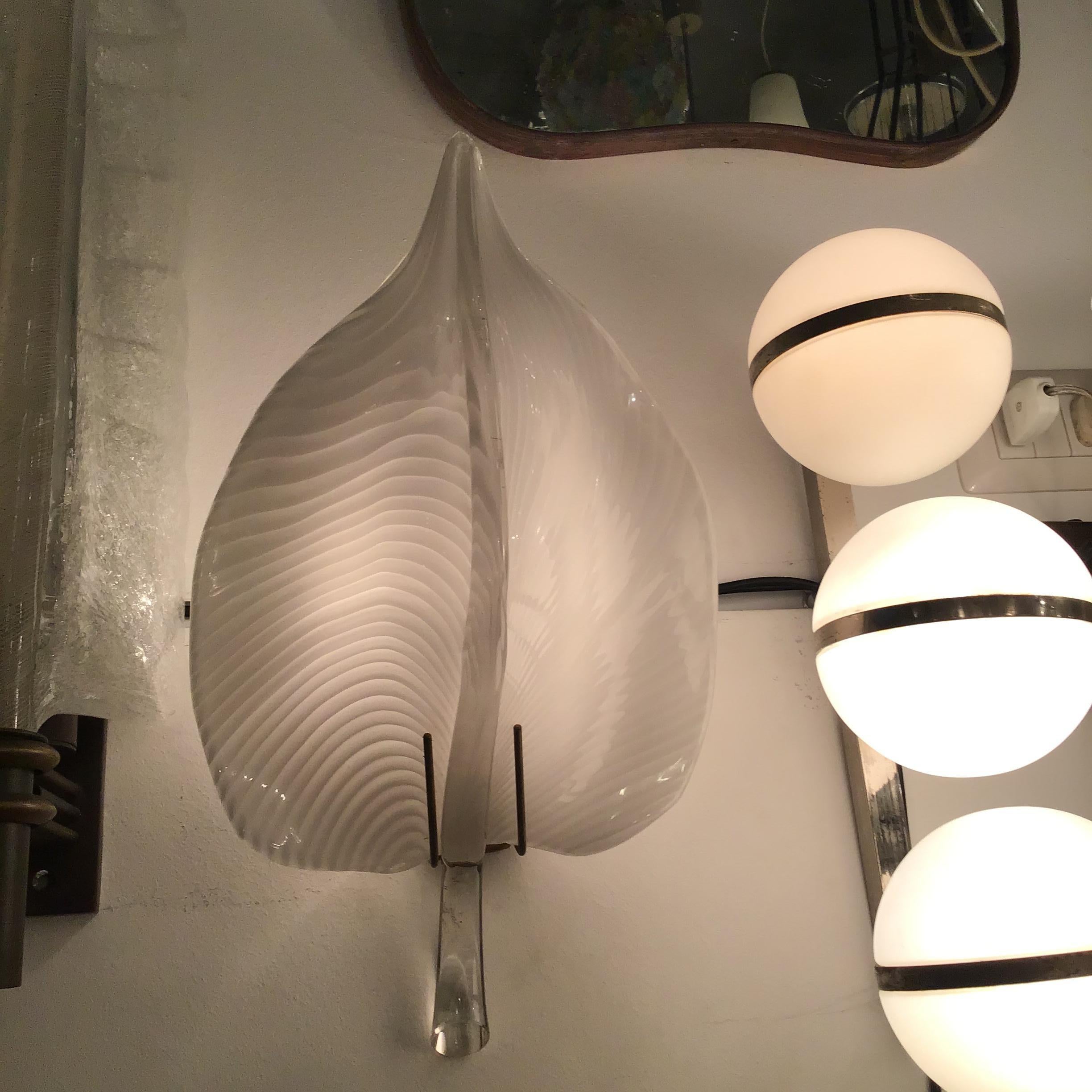 VENINI Couple Sconces Murano Glass Brass 1949 italy For Sale 4
