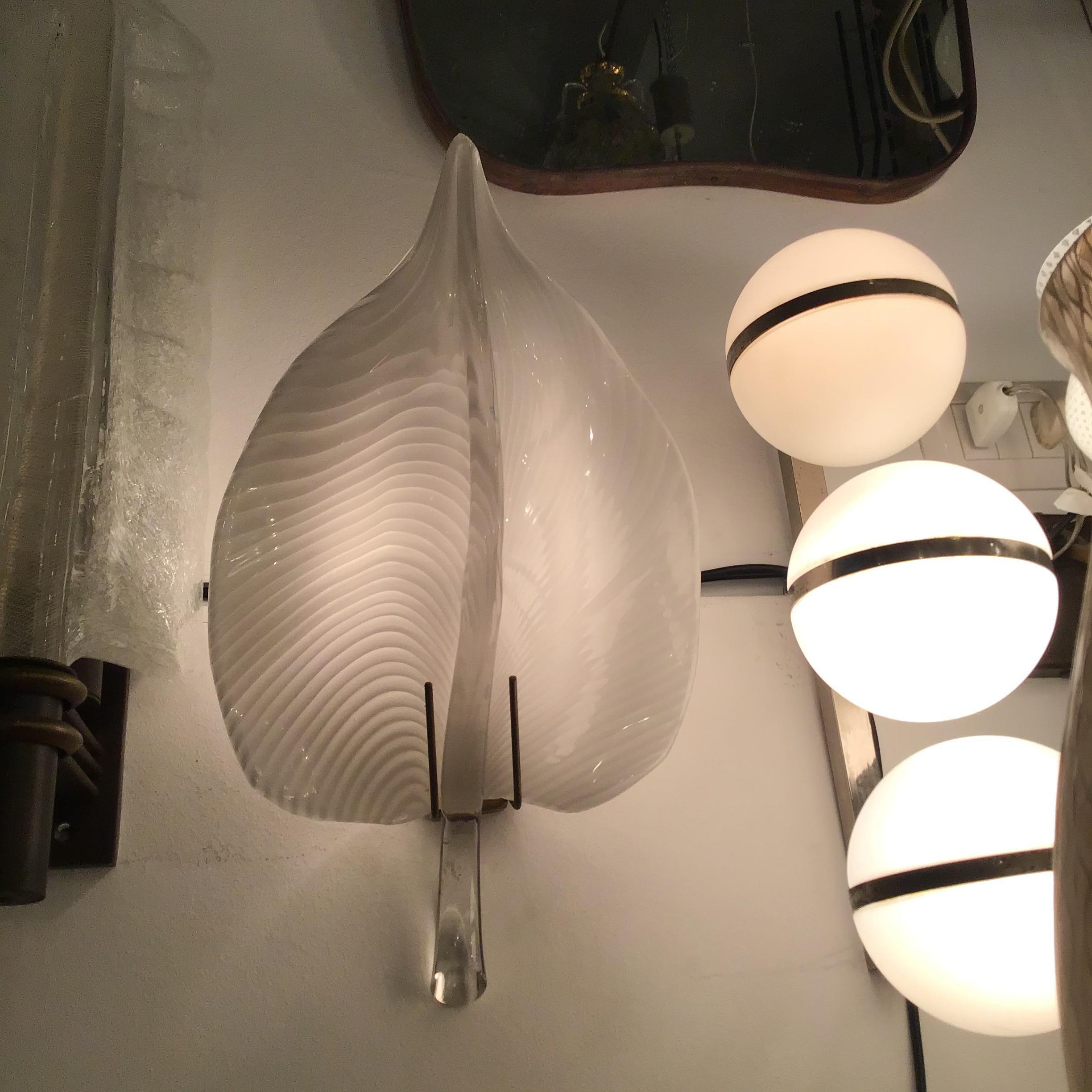 VENINI Couple Sconces Murano Glass Brass 1949 italy For Sale 6