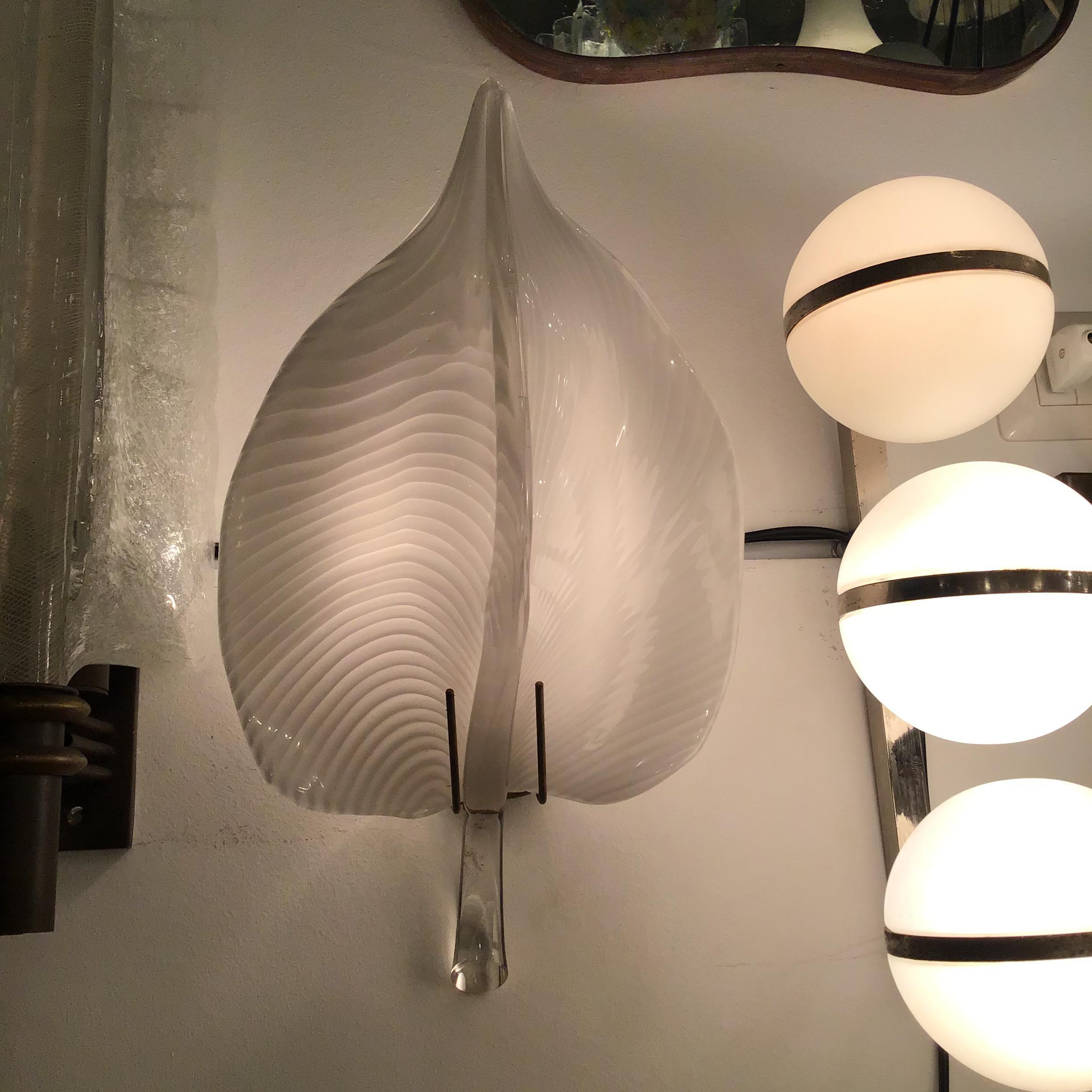 VENINI Couple Sconces Murano Glass Brass 1949 italy For Sale 8