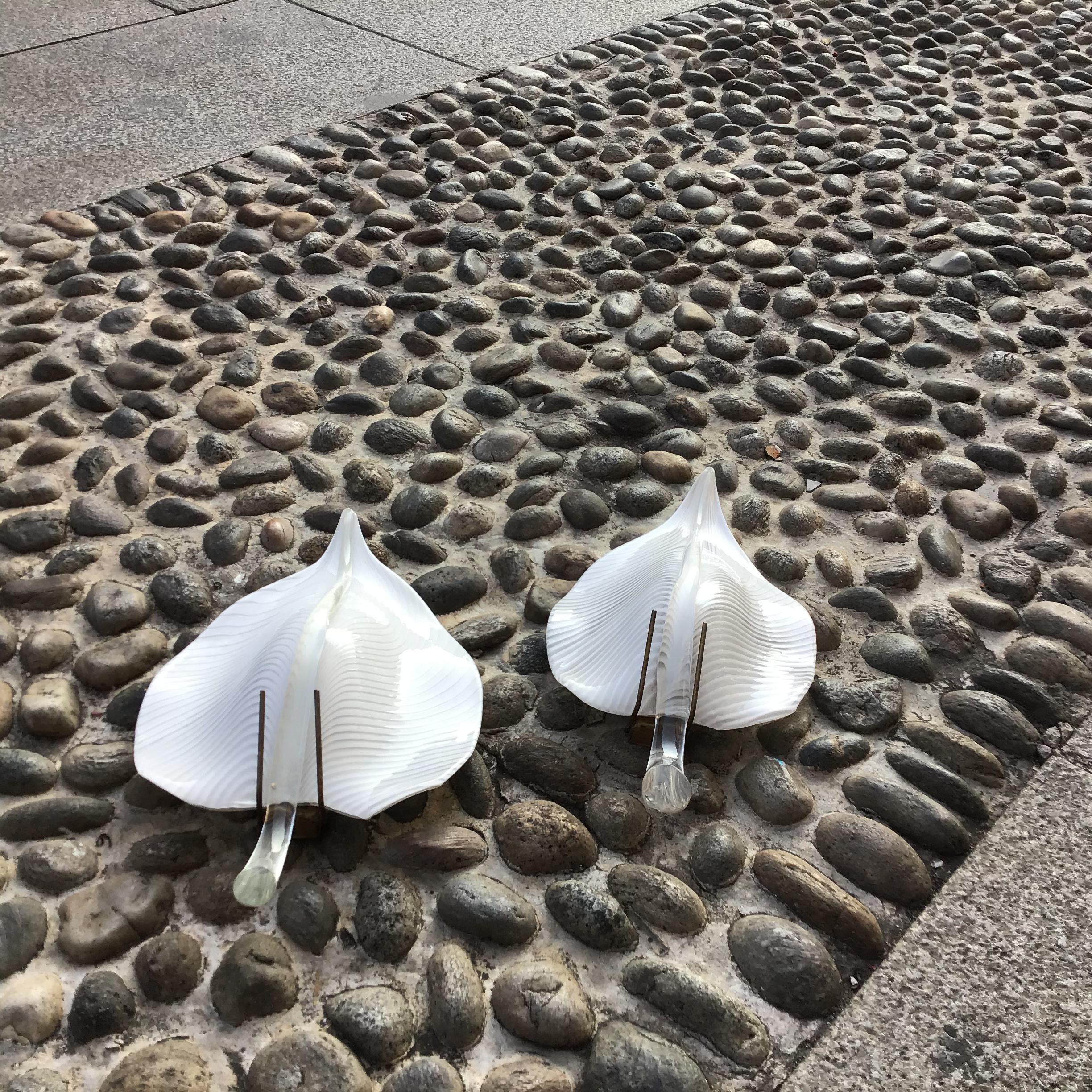 VENINI Couple Sconces Murano Glass Brass 1949 italy For Sale 10