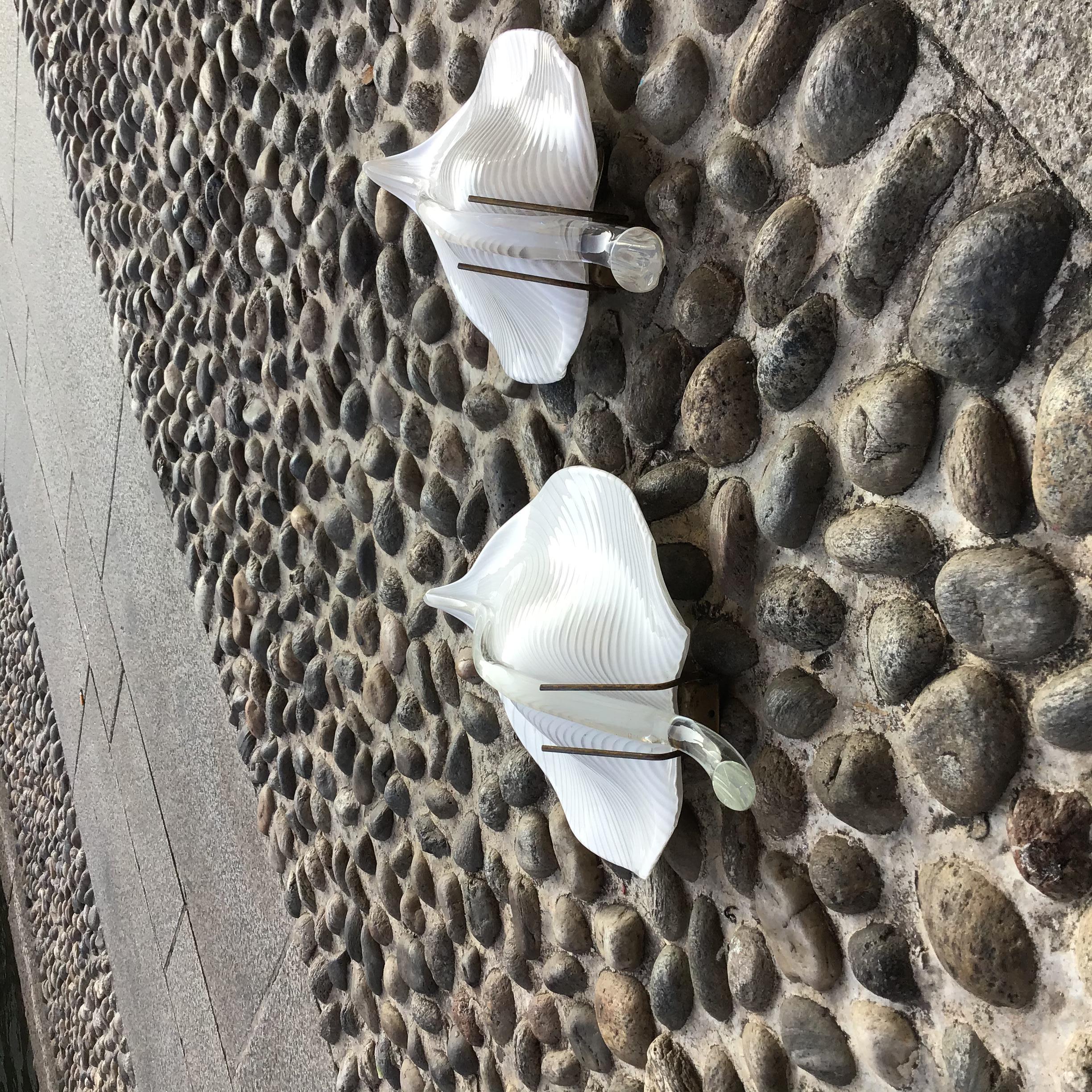 VENINI Couple Sconces Murano Glass Brass 1949 italy For Sale 11