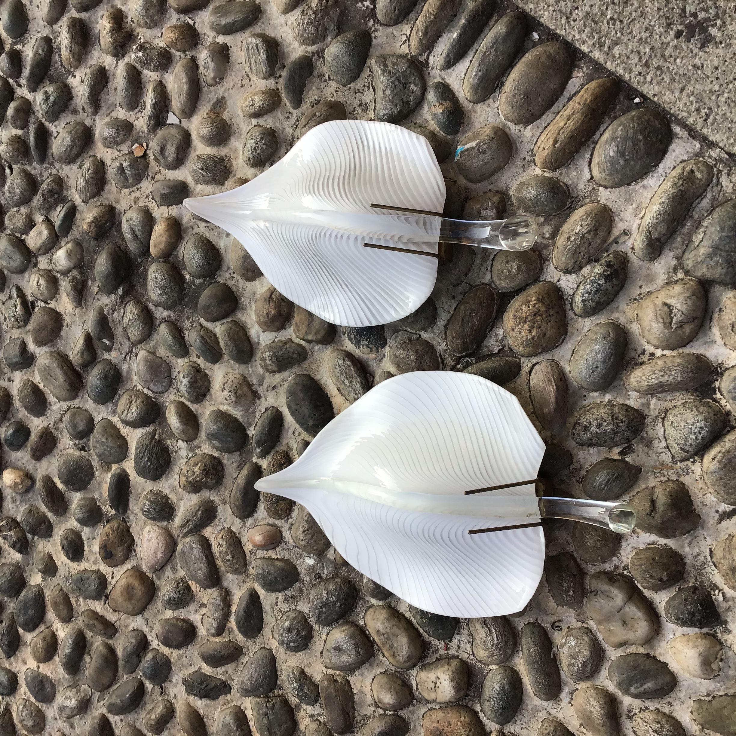 VENINI Couple Sconces Murano Glass Brass 1949 italy For Sale 12