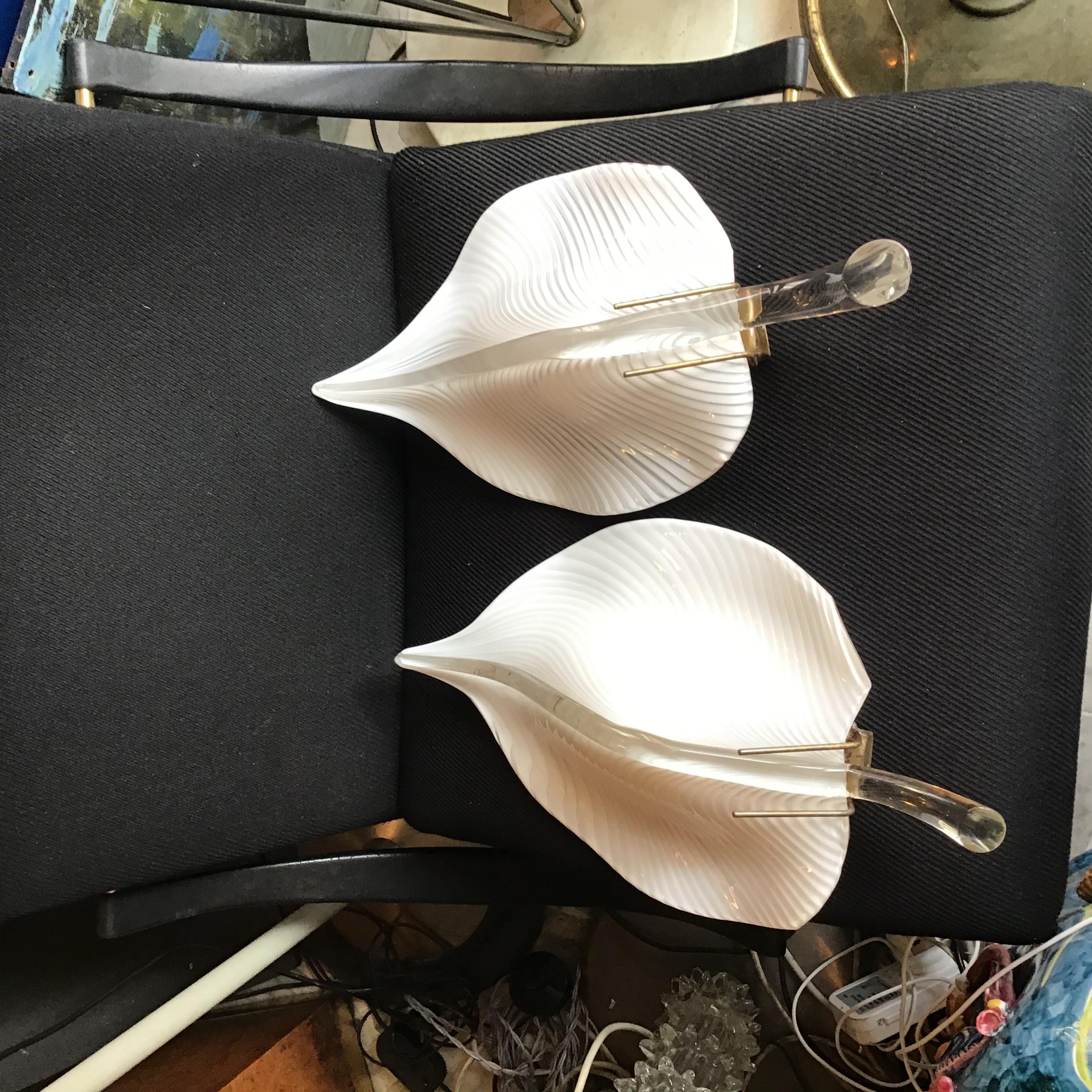 VENINI Couple Sconces Murano Glass Brass 1949 italy For Sale 13
