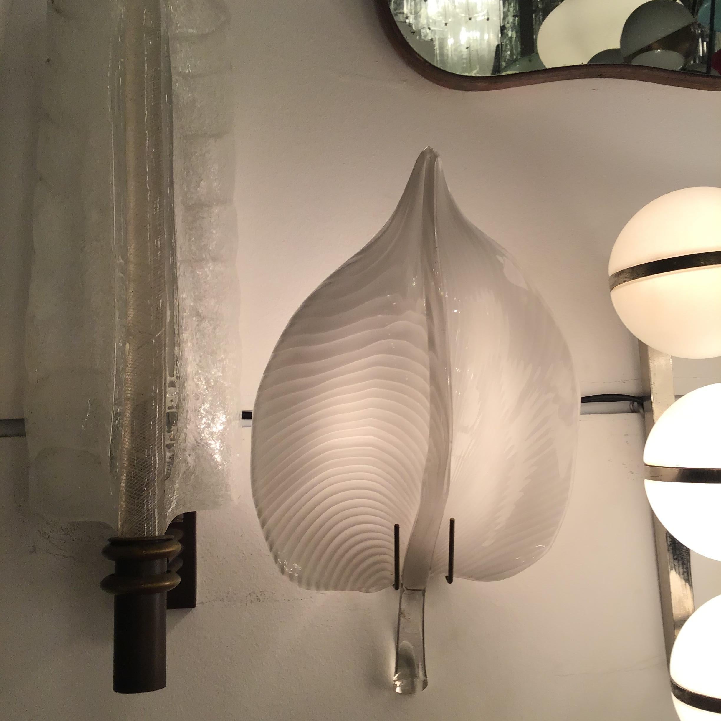 Pair of Wall Lights VENINI Glass Murano Brass