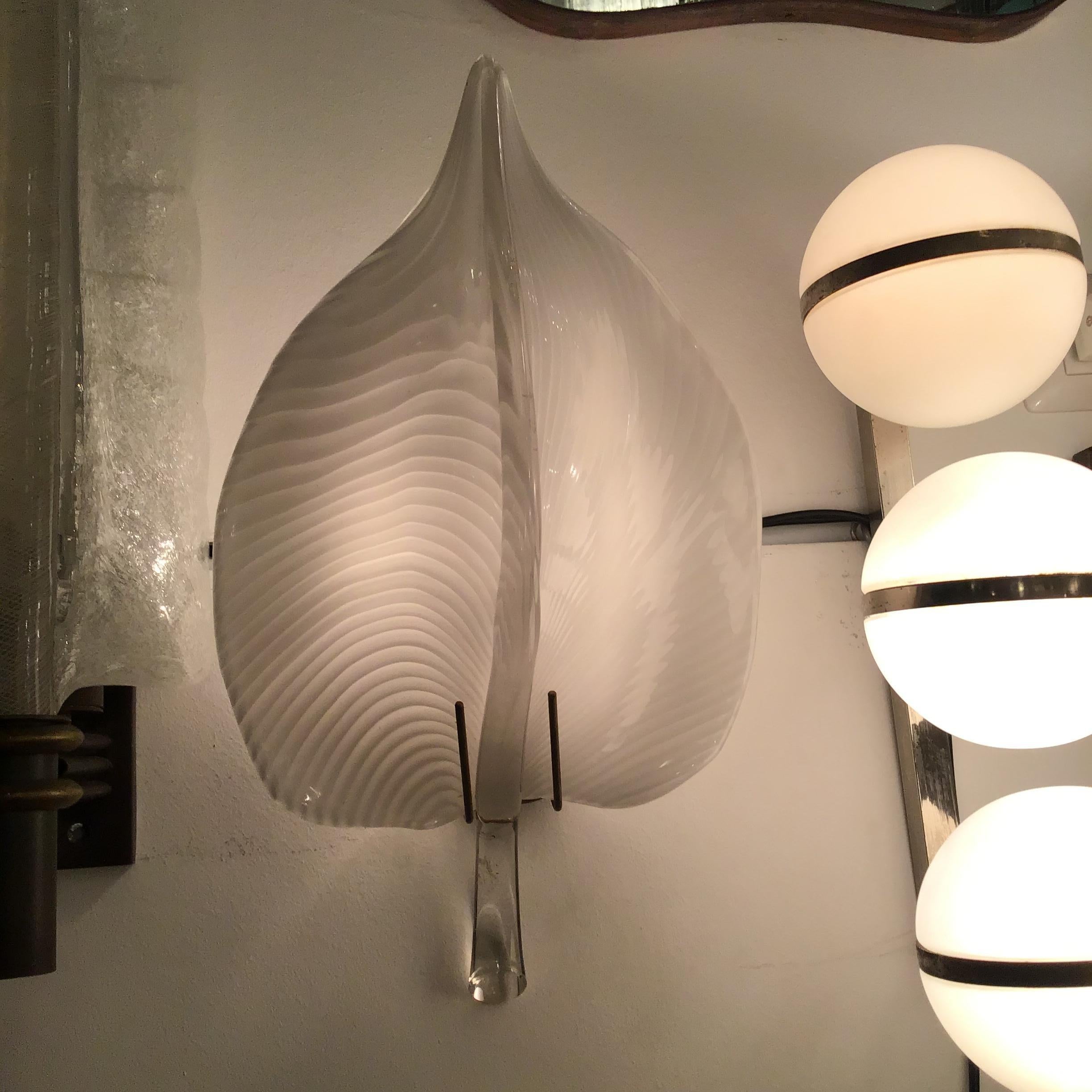 VENINI Couple Sconces Murano Glass Brass 1949 italy In Excellent Condition For Sale In Milano, IT
