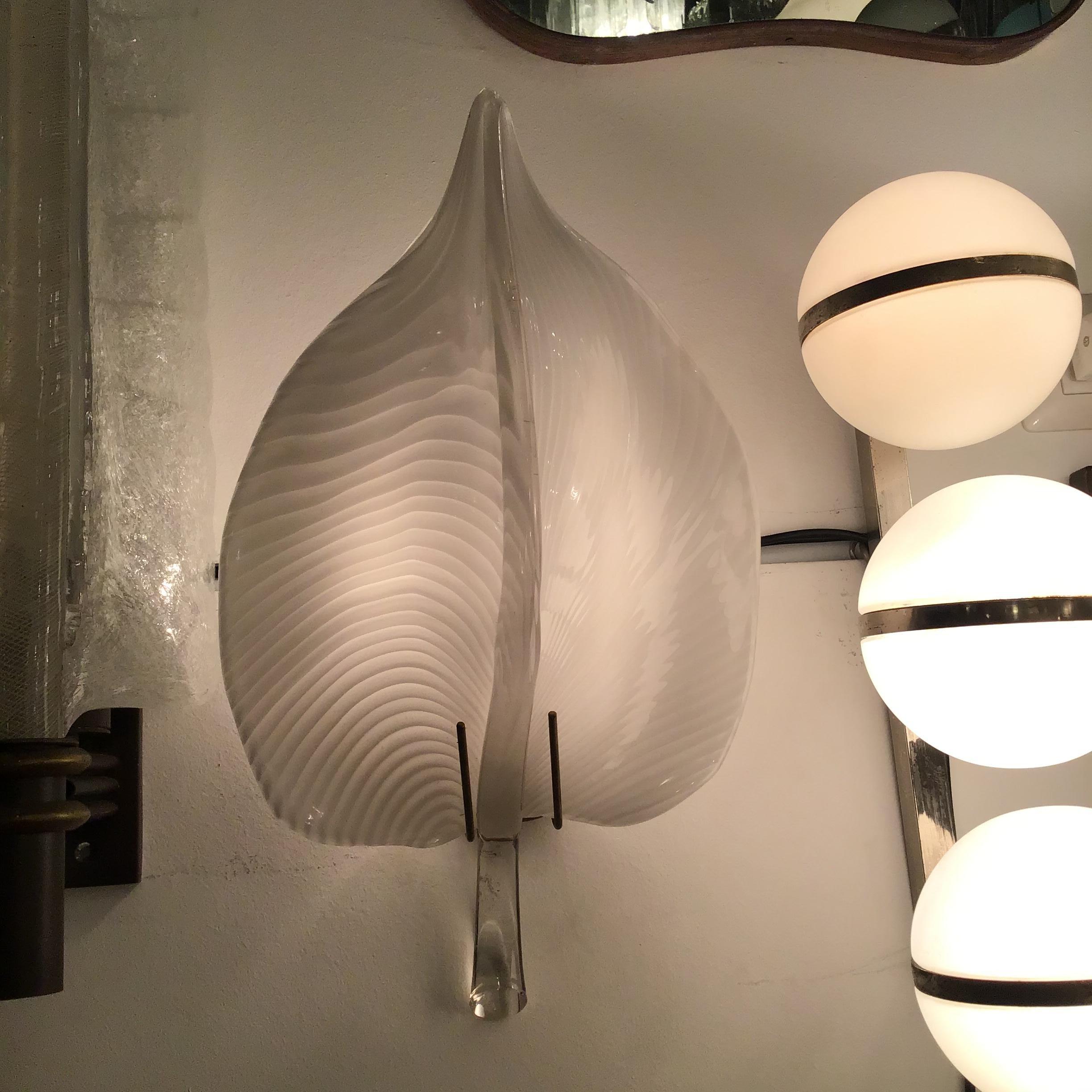 Mid-20th Century VENINI Couple Sconces Murano Glass Brass 1949 italy For Sale