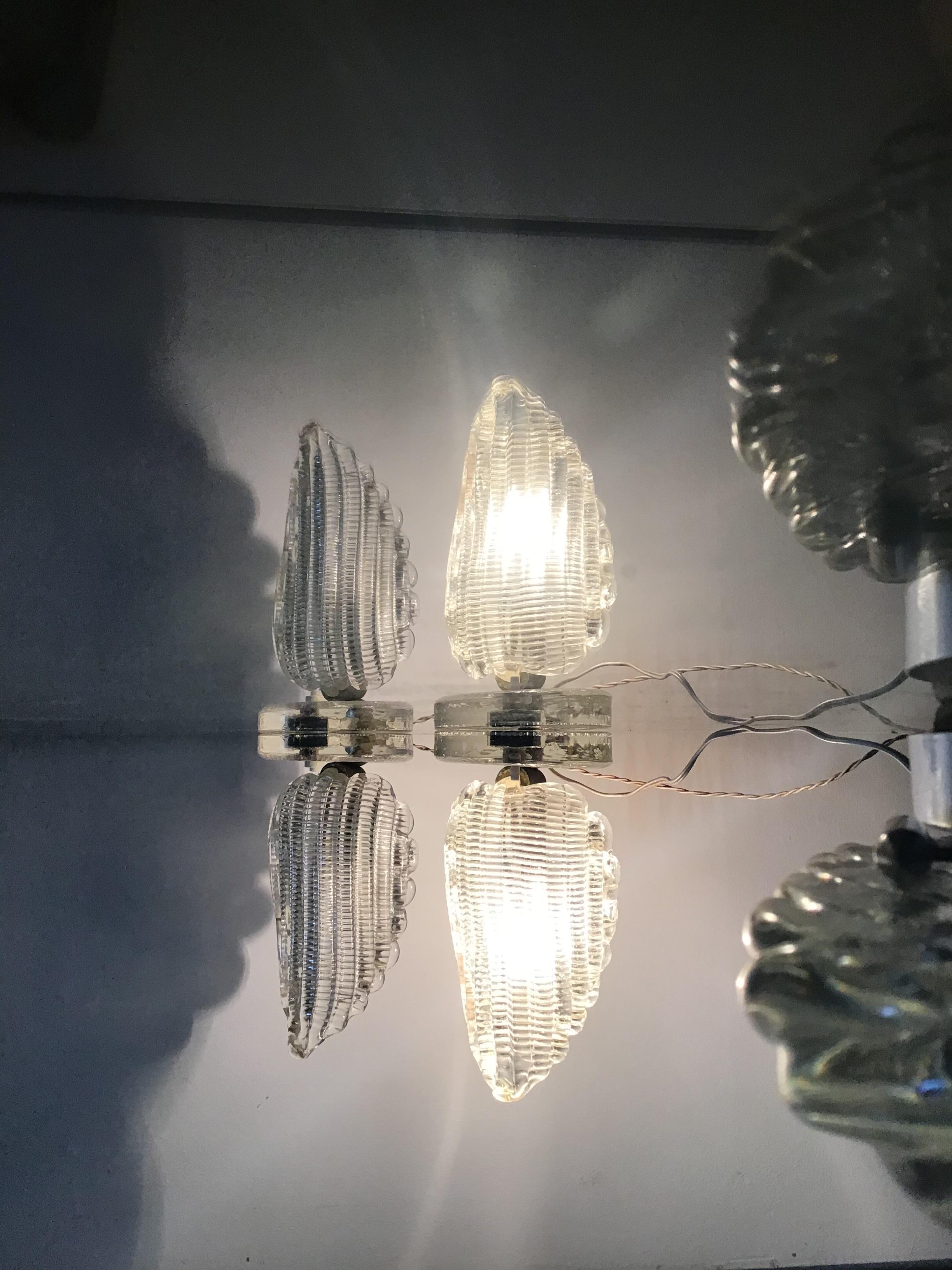 Art déco Venini Couple Table Lamp Murano Glass Brass:: 1940:: Italy en vente