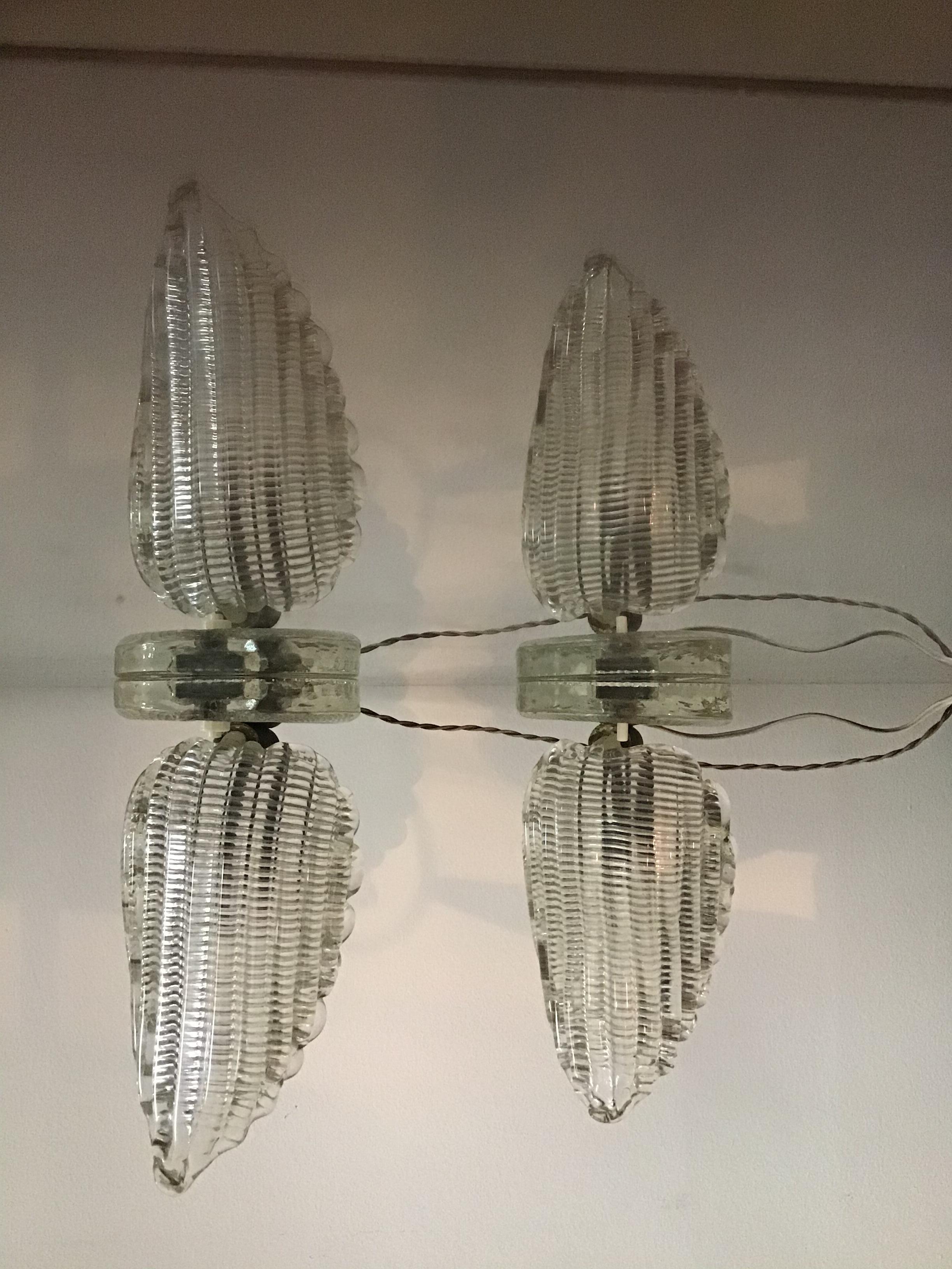Venini Couple Table Lamp Murano Glass Brass:: 1940:: Italy en vente 1