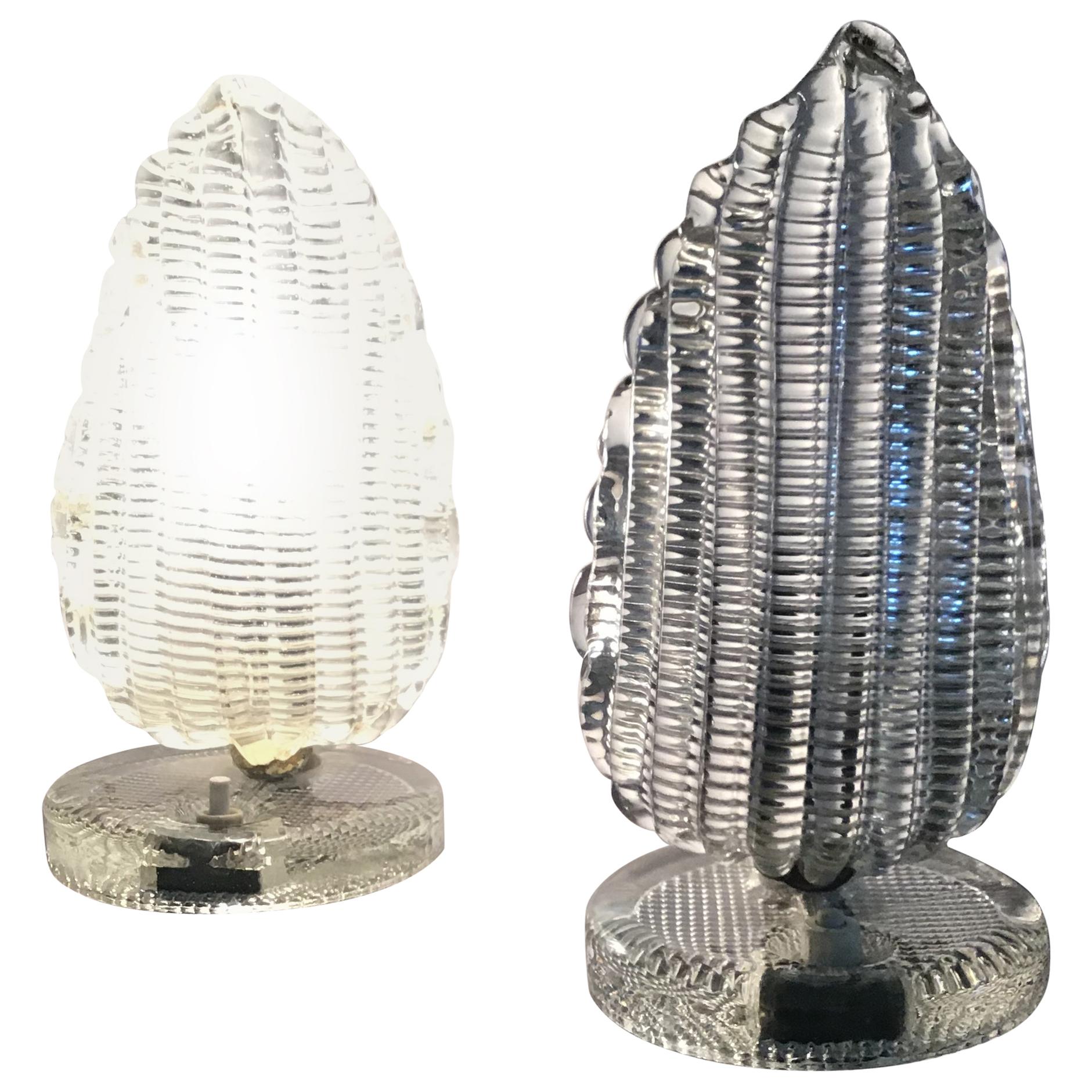 Venini Couple Table Lamp Murano Glass Brass:: 1940:: Italy en vente