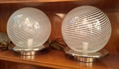 Venini coupleTable Lamps Murano Glass Metal brass e 1960 Italy
