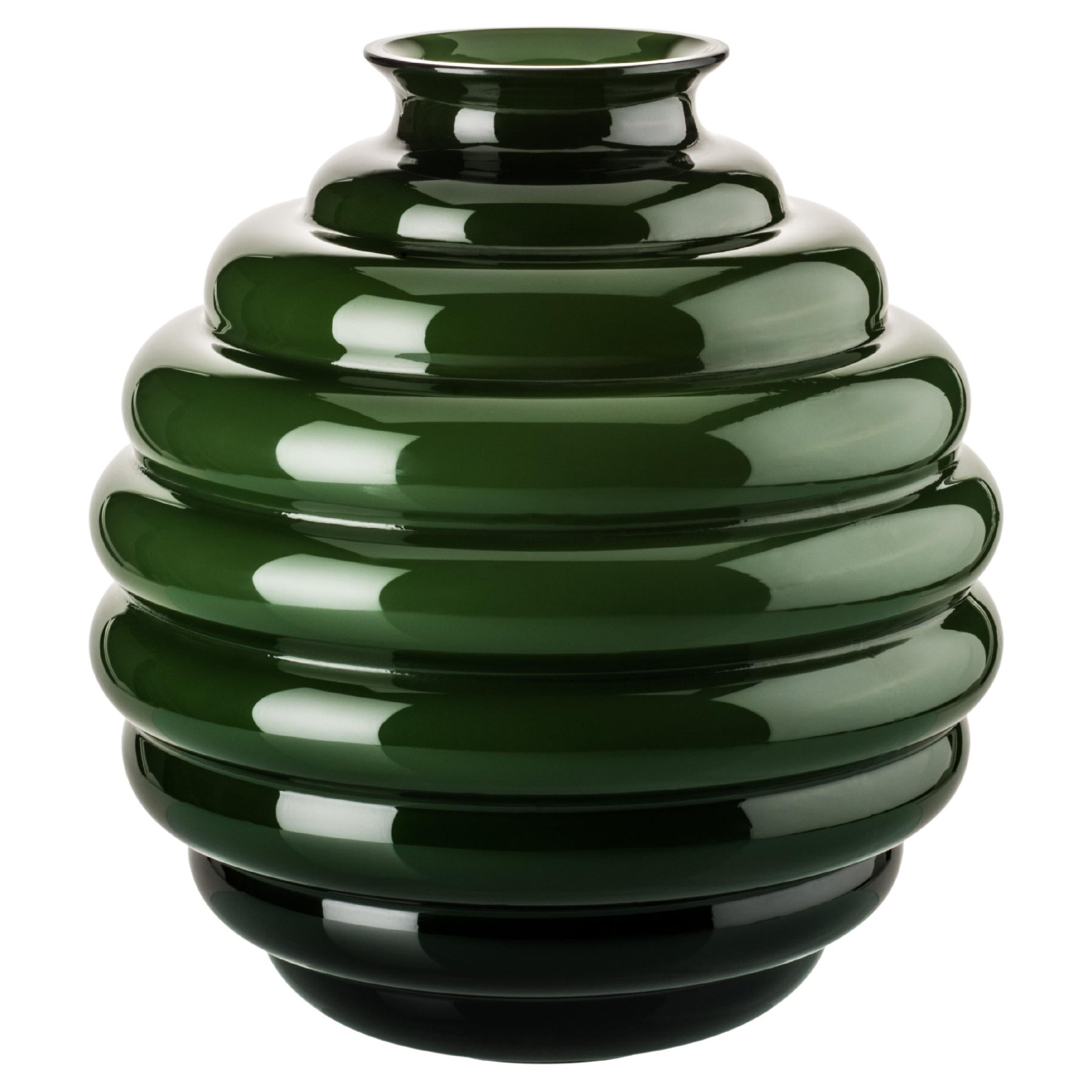 Venini Deco Glass Vase in Apple Green by Napoleone Martinuzzi For Sale