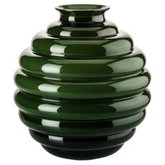 Venini Deco Glass Vase in Apple Green by Napoleone Martinuzzi