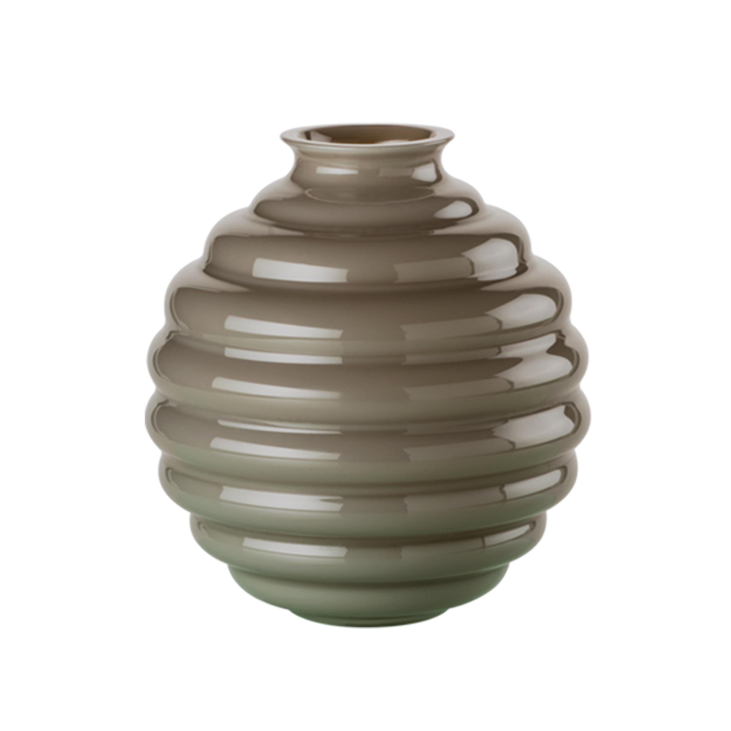 Venini glass vase in grey designed by Napoleone Martinuzzi in 1930. Perfect for indoor home decor as container or statement piece for any room. Also available in other colors on 1stdibs.

Dimensions: 26 cm diameter x 29 cm height.