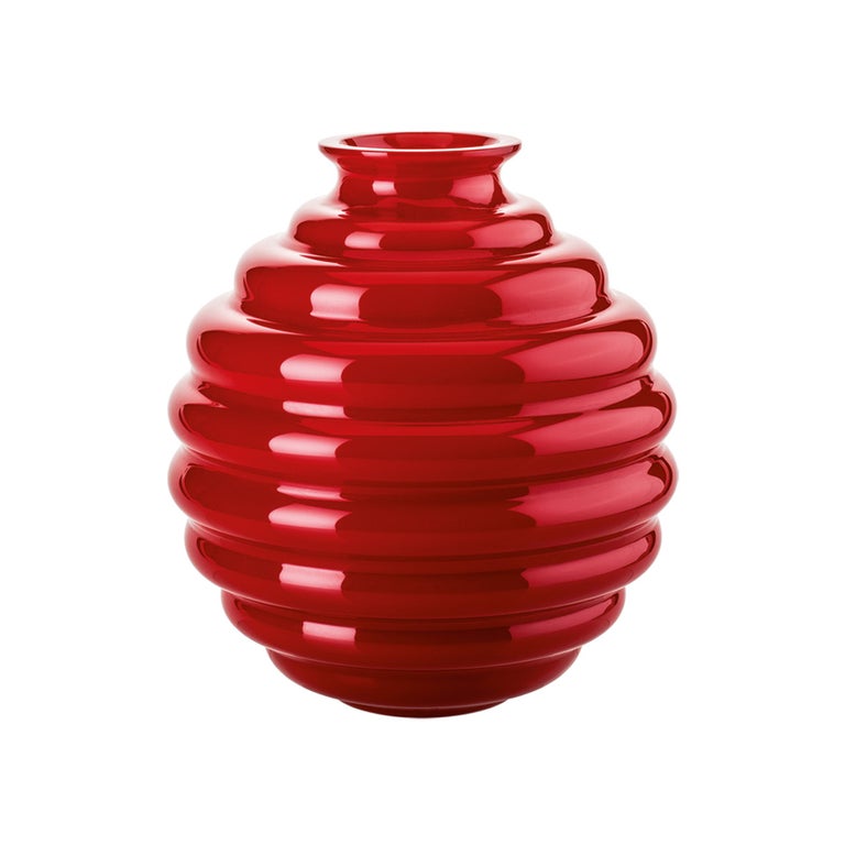 Venini Deco Glass Vase in Red by Napoleone Martinuzzi For Sale at 1stDibs