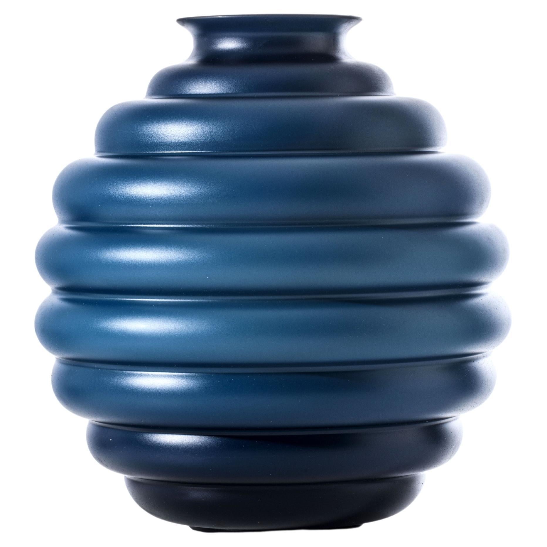 Venini Deco Sabbiato Glass Vase in Horizonte by Napoleone Martinuzzi For Sale