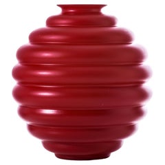 Vase en verre Sabbiato rouge Venini Deco de Napoleone Martinuzzi