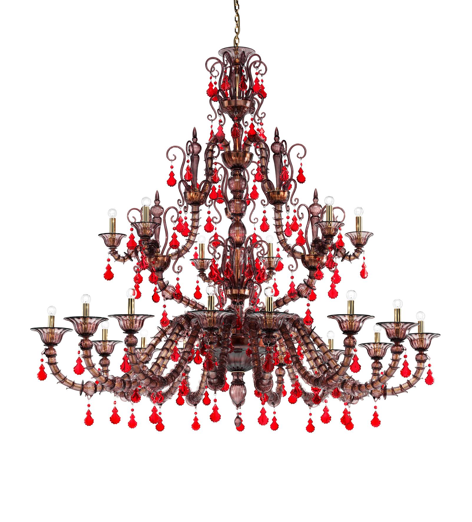 Diamantei four-tier glass chandelier. An elegant and colorful addition particularly suitable for a living room or entrance space. Also available in other colors.

Dimensions: 40 cm diameter x 110 cm height.