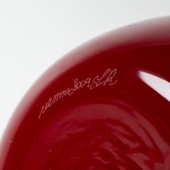 Vase « Dogon » de Venini, en verre de Murano rouge, signé 2009, fabriqué en Italie