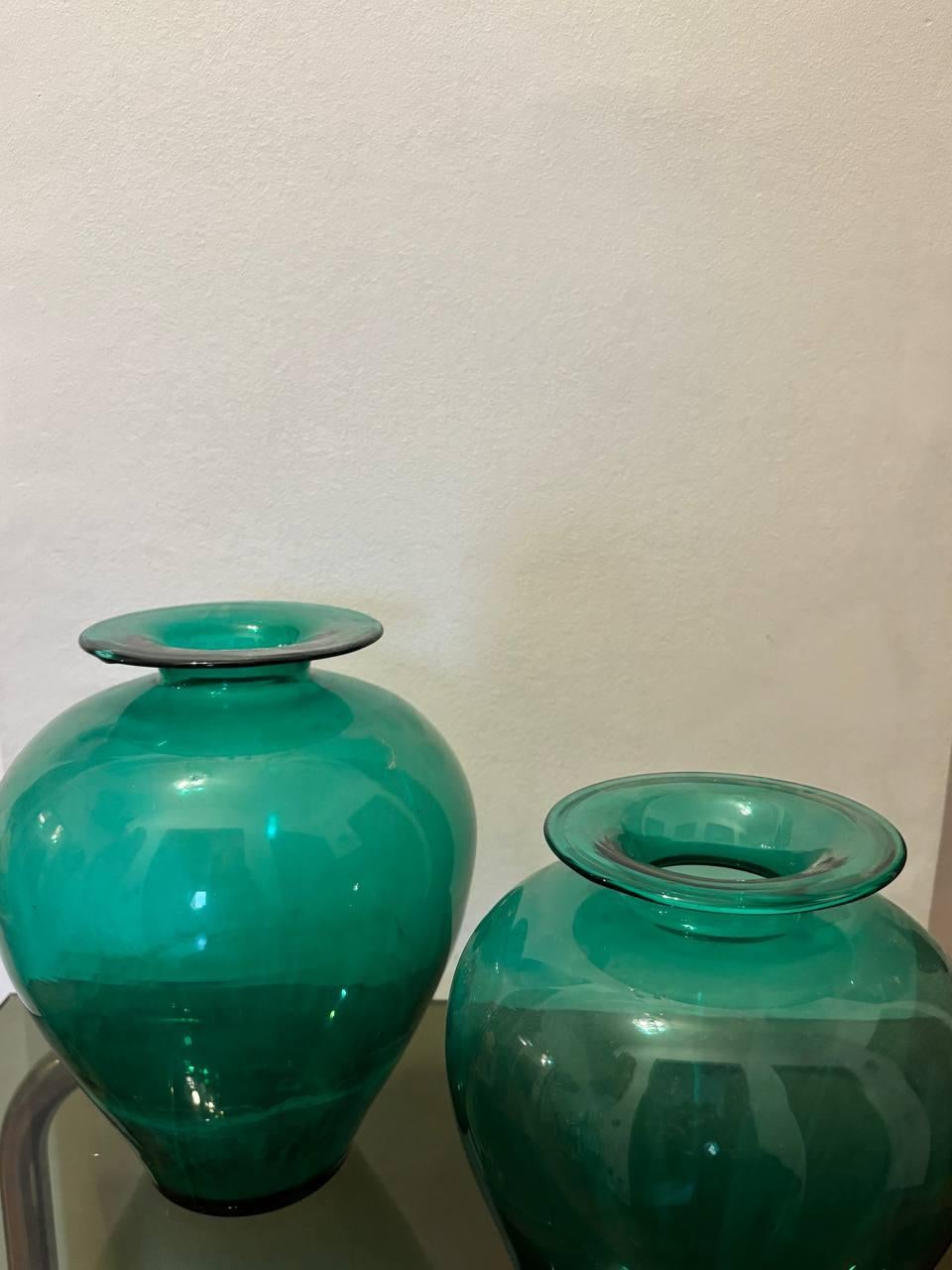 Mid-20th Century Venini, elegante coppia di vasi in vetro di murano 1960 in vendita