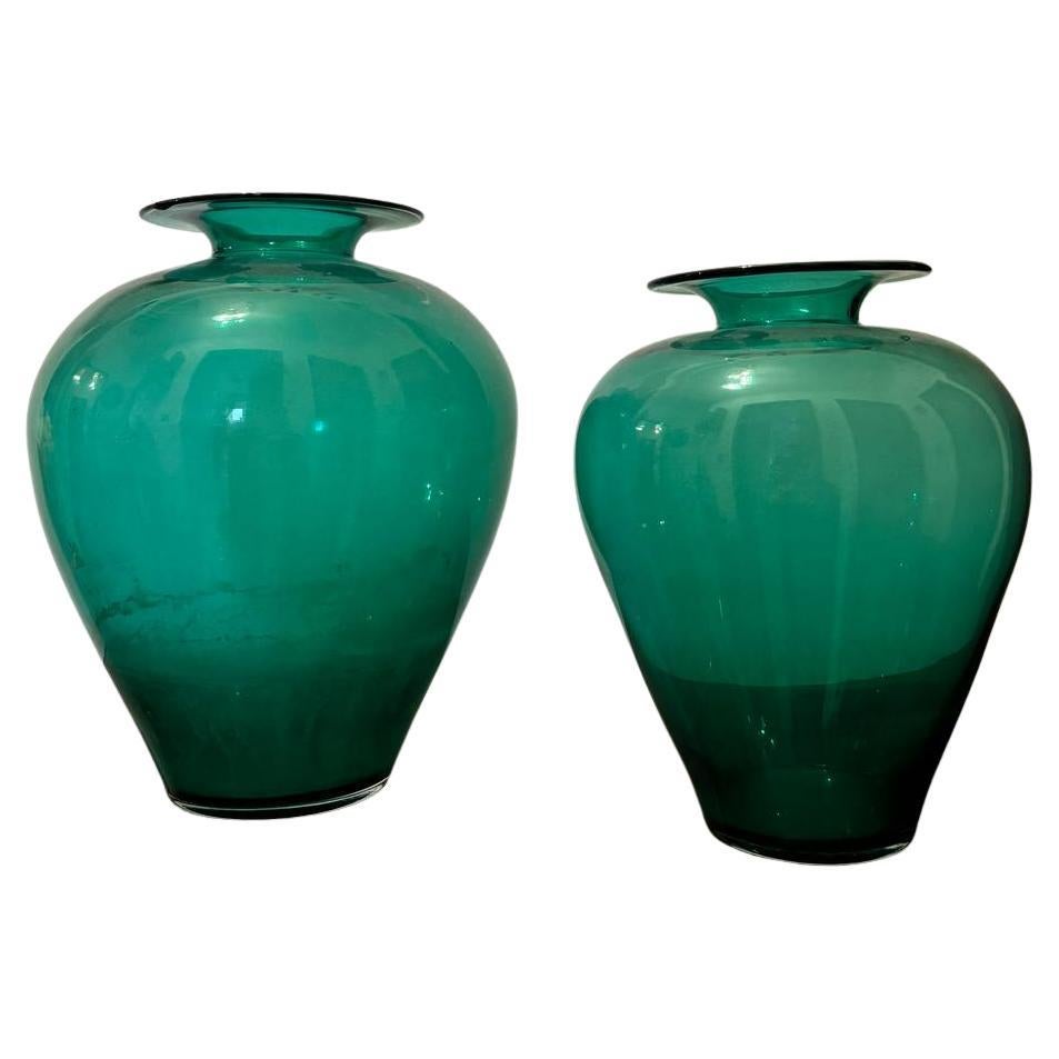 Venini, elegante coppia di vasi in vetro di murano 1960 in vendita