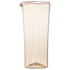 Venini Esagonale Caraffa in Straw Yellow and Coral by Carlo Scarpa