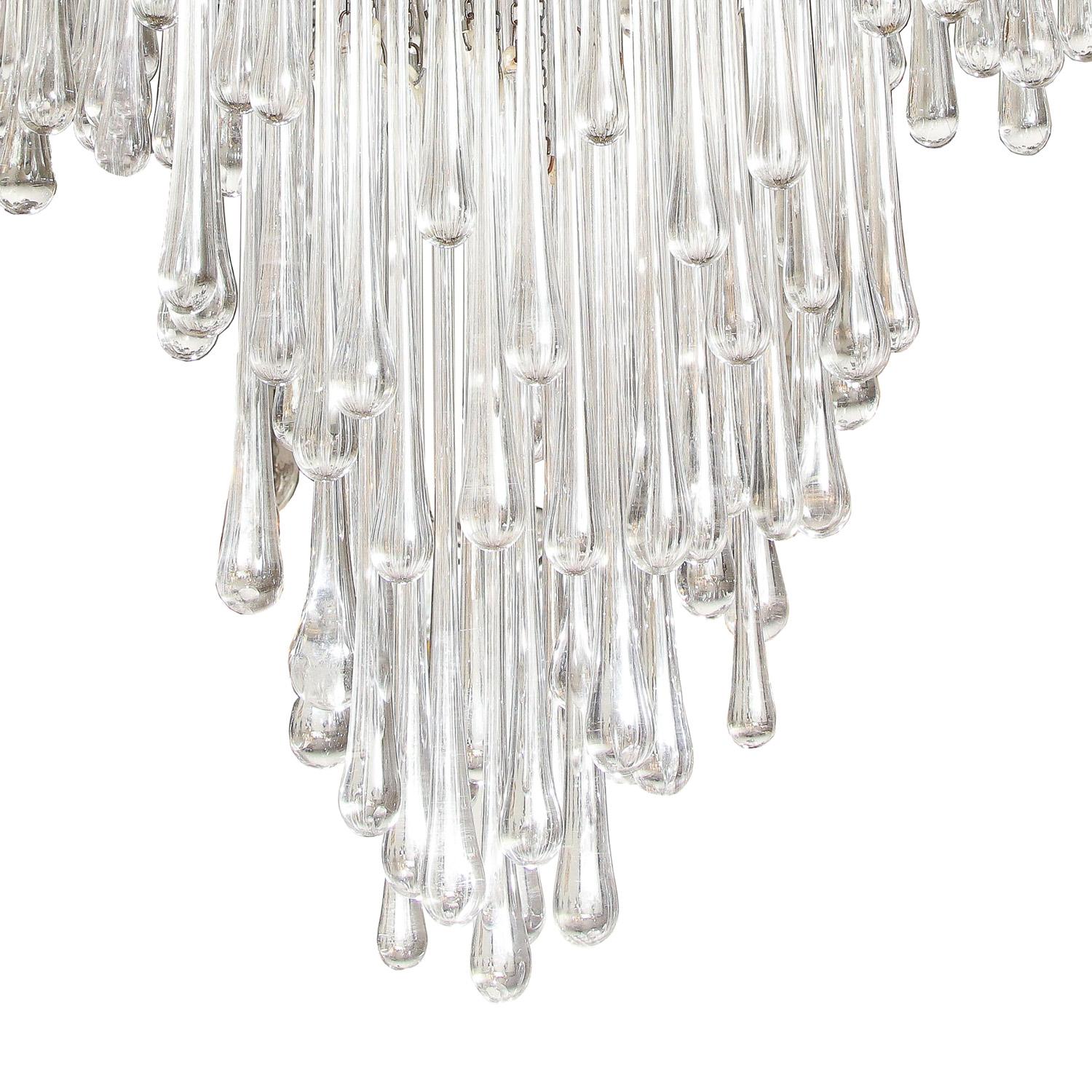 Venini Exceptional Glass Teardrop Chandelier, 1950s In Good Condition For Sale In New York, NY