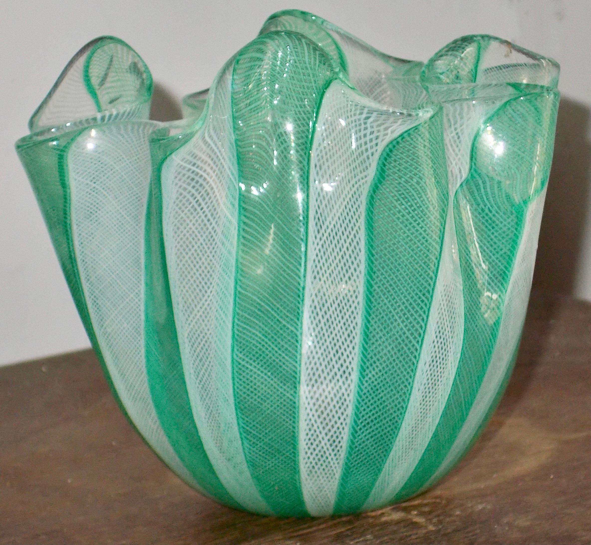 Italian Venini Fazzoletto 'Handkerchief Vase' Fulvio Bianconi For Sale