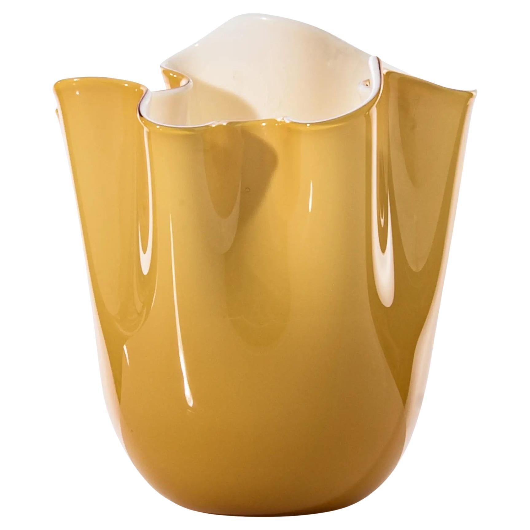 Venini Fazzoletto 700.04 Small Ambra - Glass Vase Fulvio Bianconi - Damiani For Sale