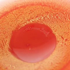 VENINI Fazzoletto Aurati Arancione/Latte e Oro in vetro di Murano, firmato 2002, Italia