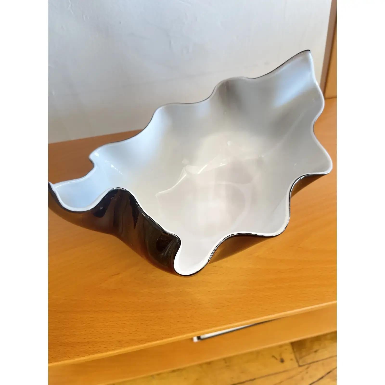 Venini 'Fazzoletto' Handkerchief Murano Glass Vase Limited Edition Black White For Sale 3