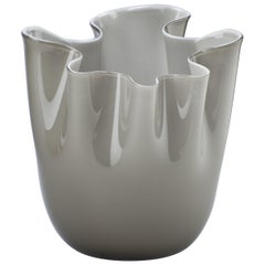 Venini Fazzoletto Grande Vaso in Vetro Grigio di Fulvio Bianconi & Paolo Venini