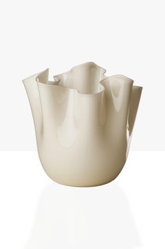 Venini Fazzoletto Large Vase in Milk White by Fulvio Bianconi & Paolo Venini