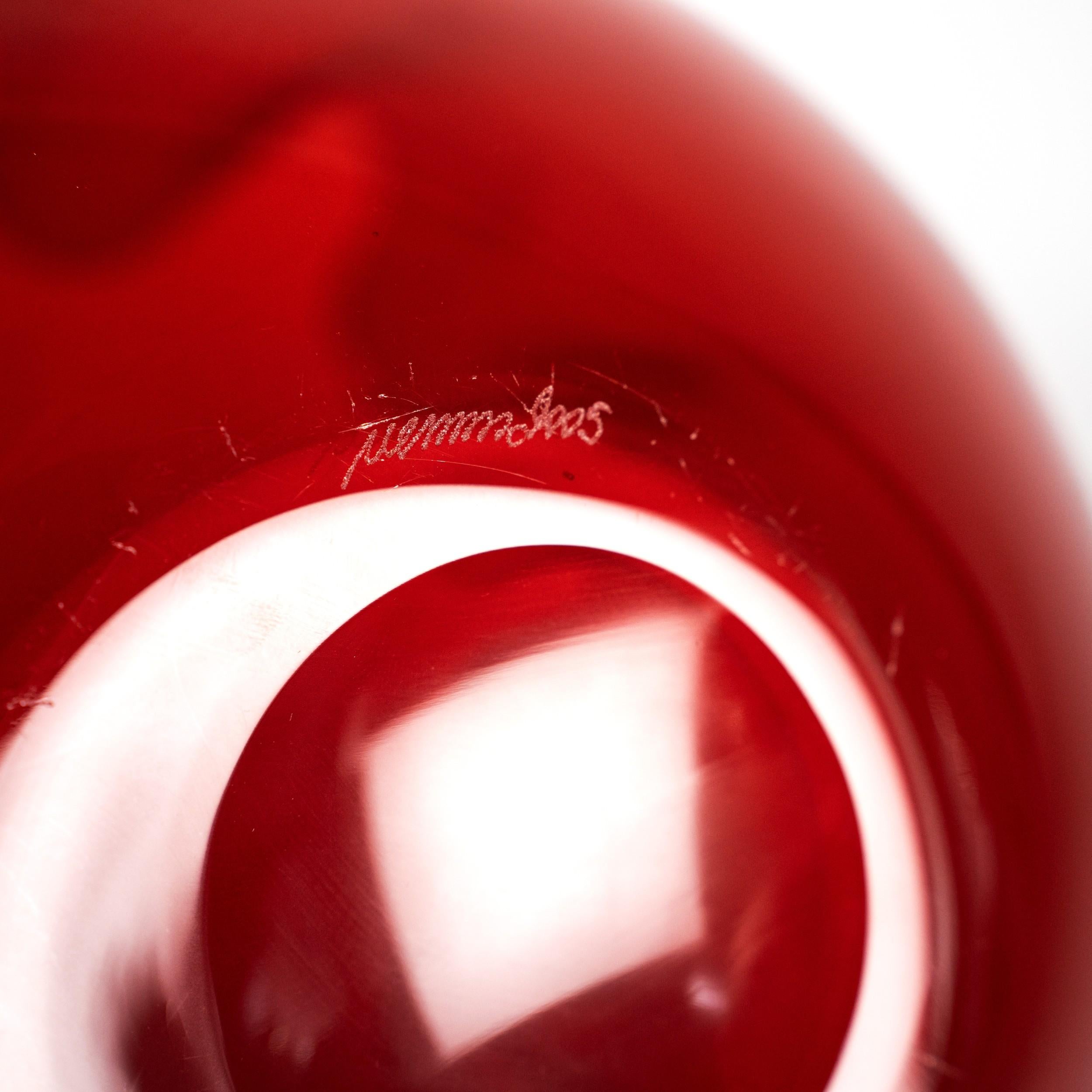 VENINI Fazzoletto Red Murano Glass Signed 2005, handmade in Italy im Zustand „Hervorragend“ im Angebot in Venezia, IT