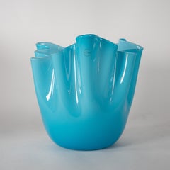 VENINI Fazzoletto Vase by Fulvio Bianconi, Aquamarine Glass, 2014