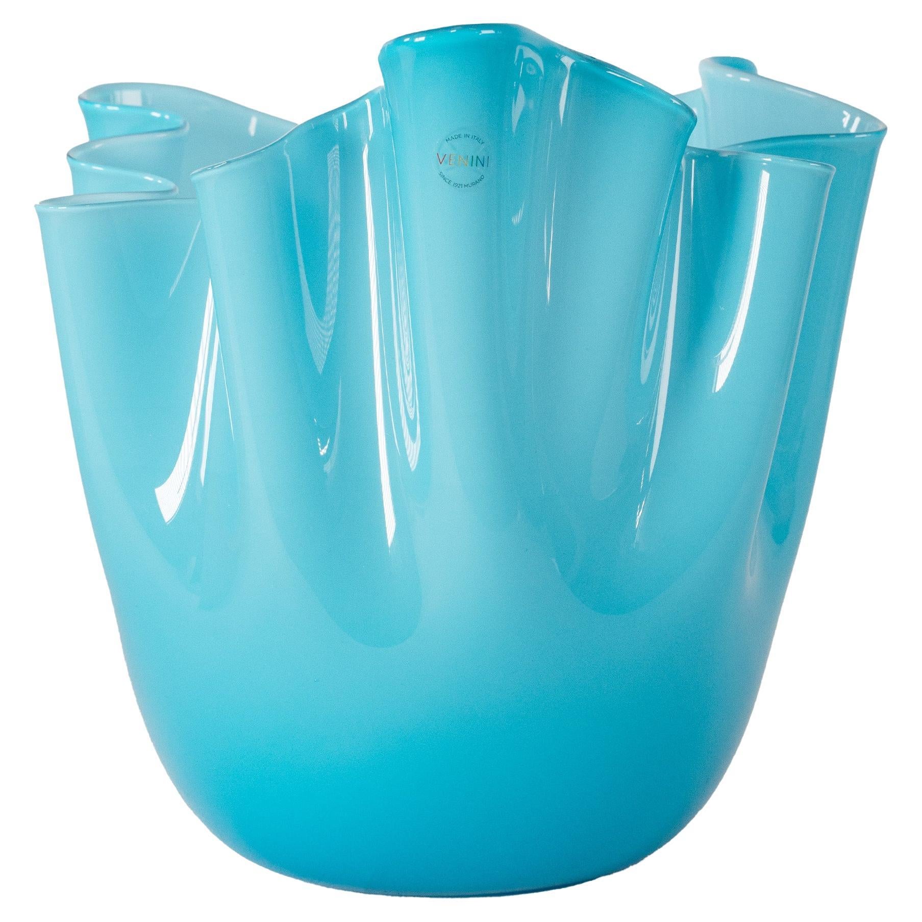 VENINI Vaso Fazzoletto di Fulvio Bianconi, vetro acquamarina, 2014