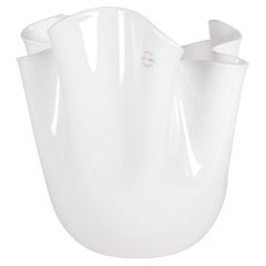 VENINI Fazzoletto White Murano Glass Signed 2014, handmade in Italy