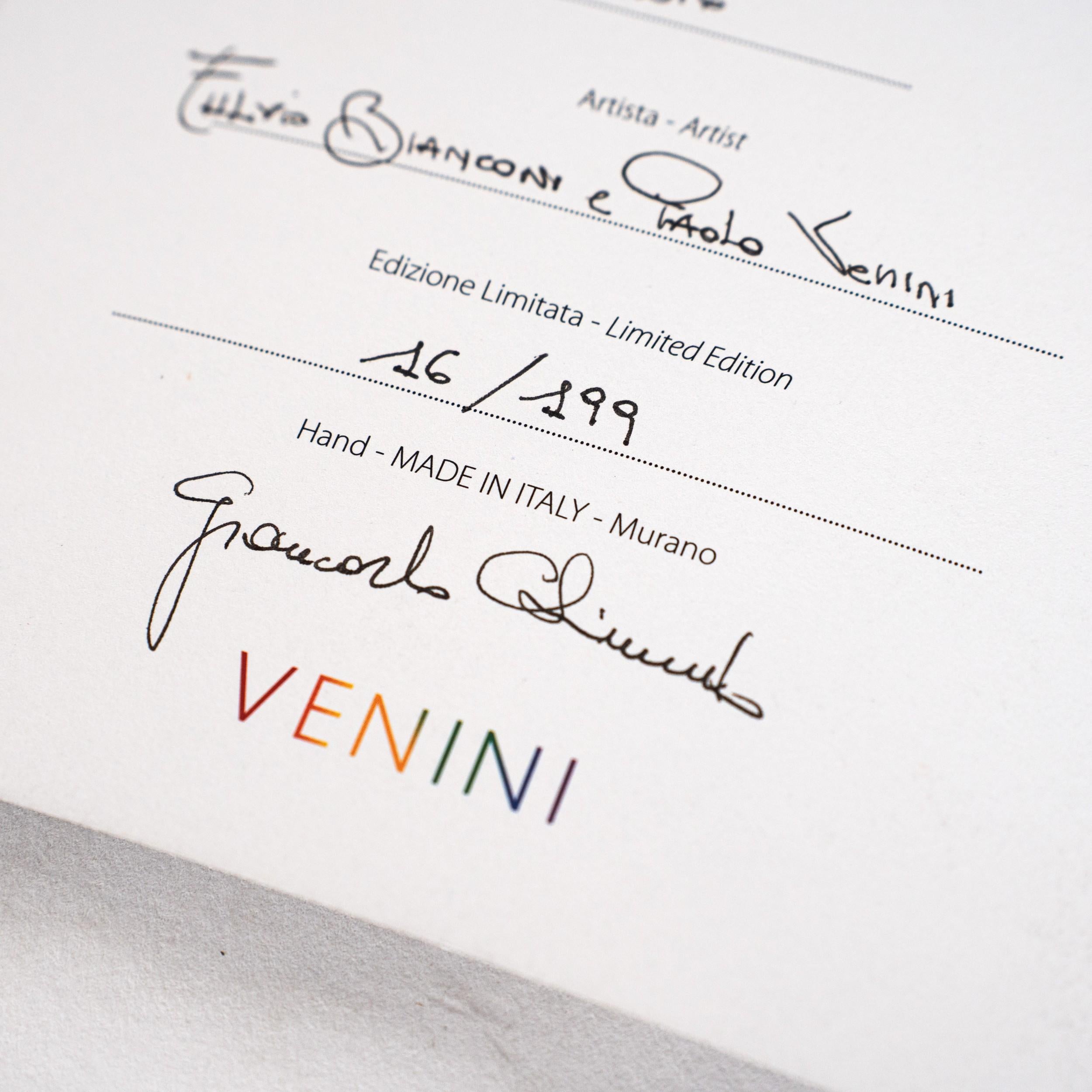 VENINI Fazzoletto Zanfirico en verre de Murano, édition limitée 16/199, 2016. en vente 2