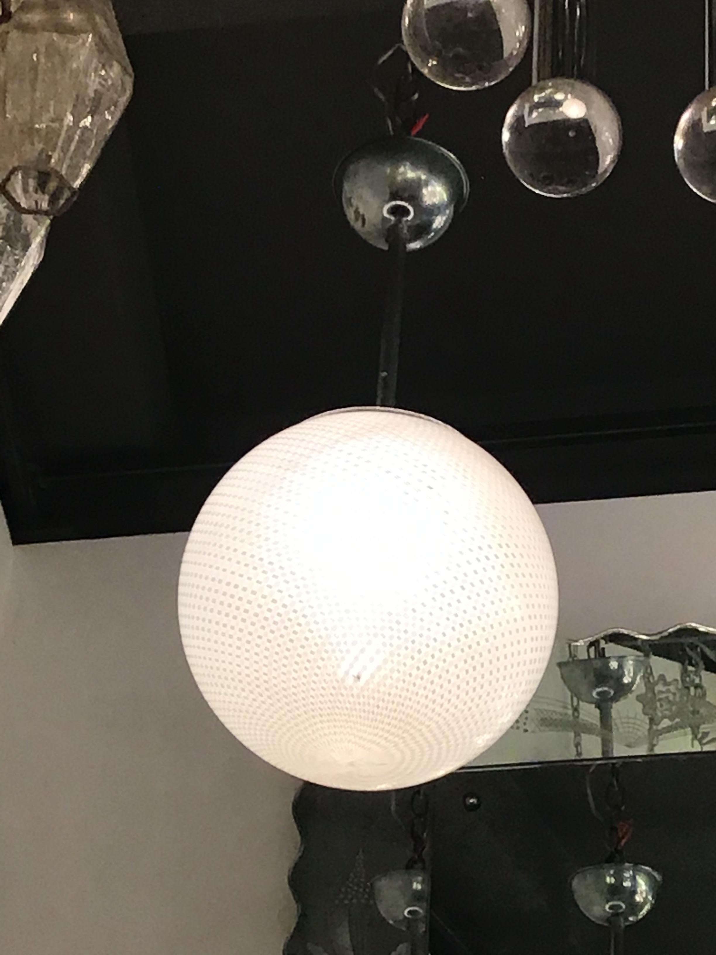Venini #Filigrana# Chandelier Murano Glass, 1930, Italy For Sale 15