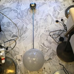 VENINI "Filigrana " Chandelier Murano Glass Metal Crome 1930 Italy