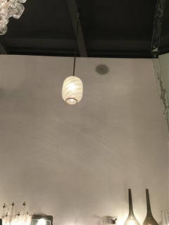 Venini Filigrana Pair Chandelier Murano Glass Brass 1940 Italy