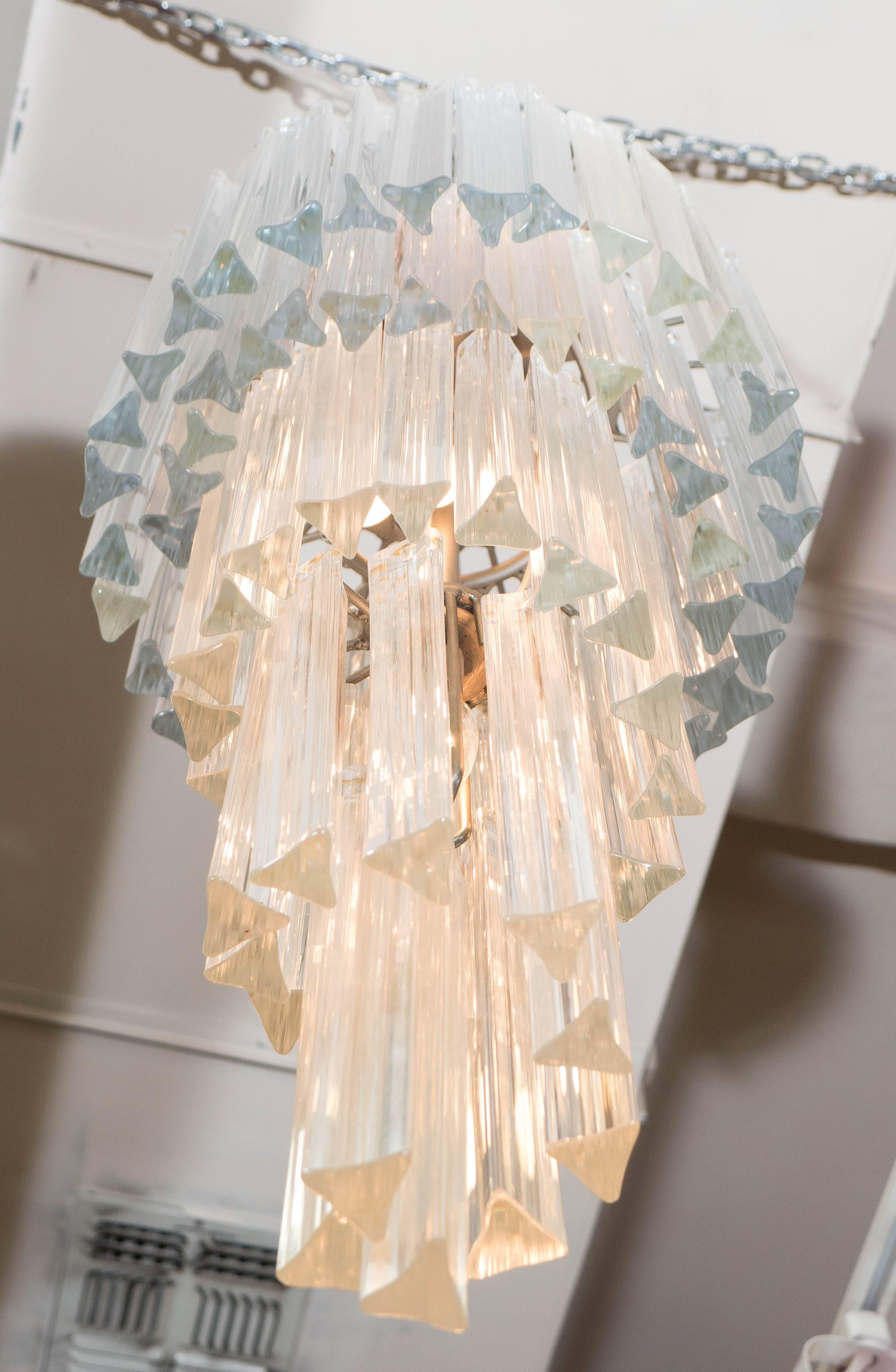 Venini Five-Tier Cascading Chandelier with Murano Glass Triedri Prisms In Good Condition In New York, NY