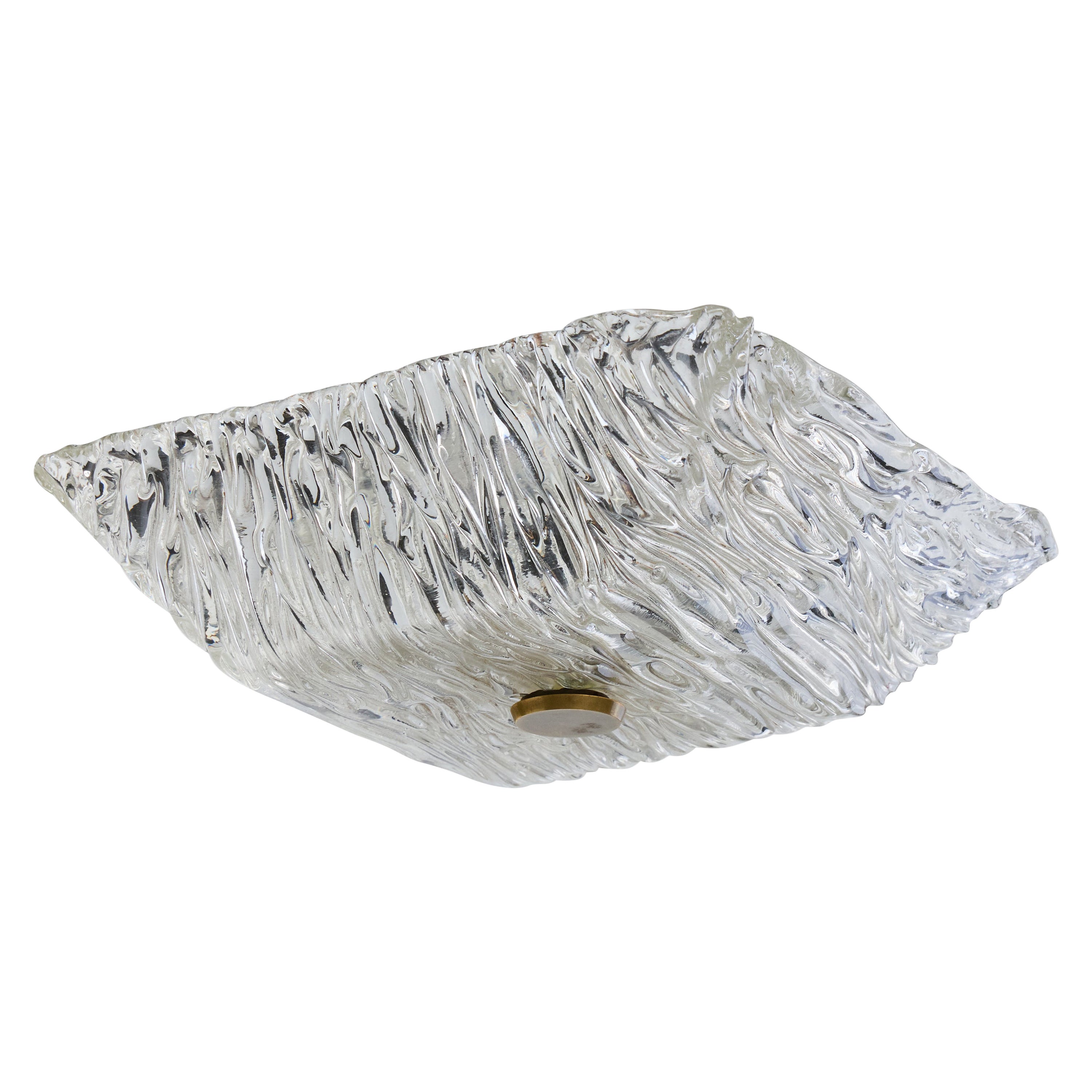 Venini, Flush Mount, Glass, Brass, Italy, 1950s